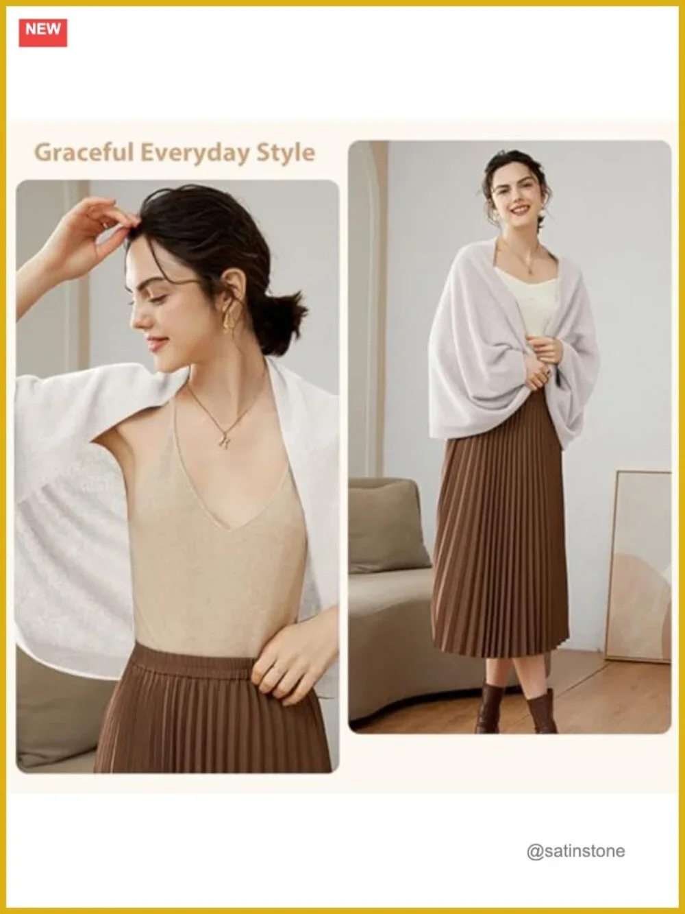 Wrap Sweater Shawl with Sleeves Poncho Pashmina Clips